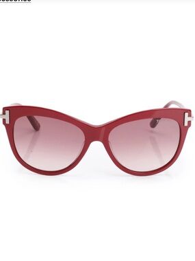 Tom Ford Red Cat-Eye Sunglasses with Pink Gradient Lenses and Case Included